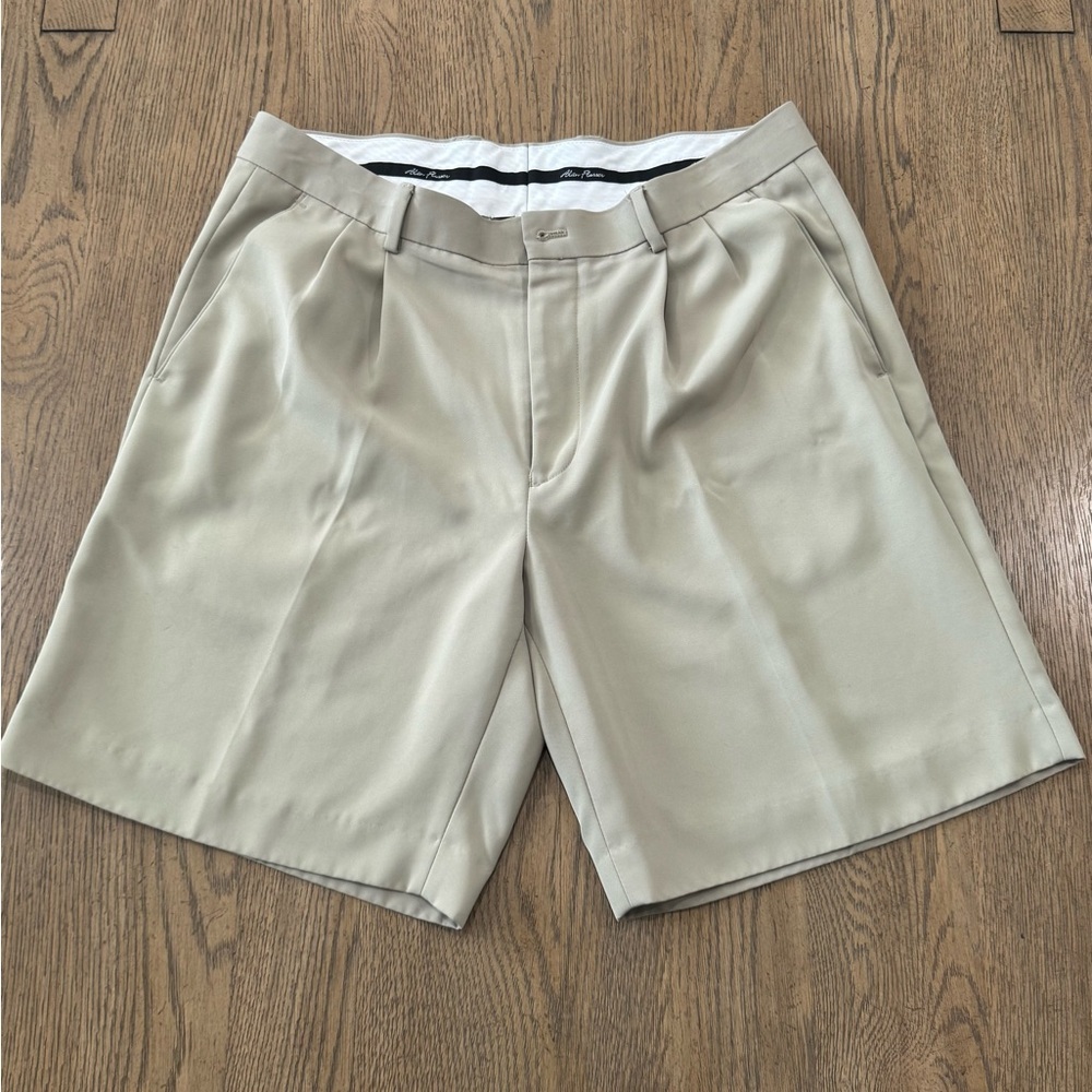 Alan Flusser Golf Light Khaki Flat Front Men's Shorts Size 36 Athletic business